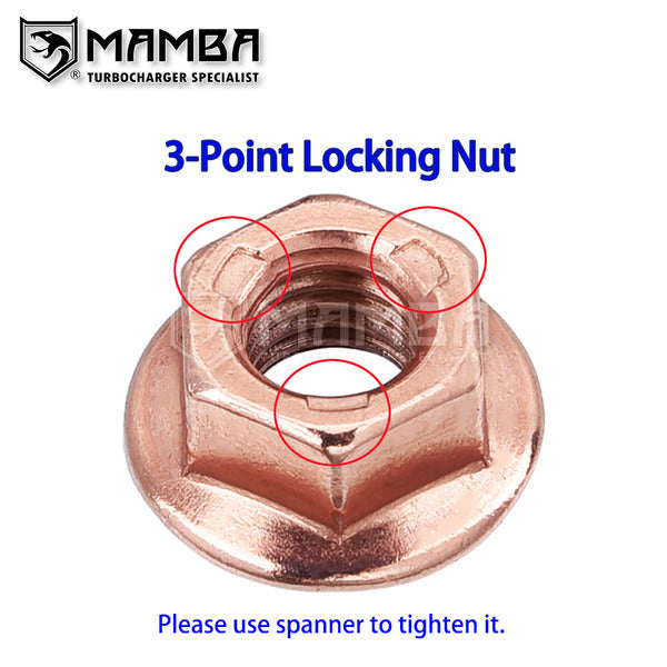 Mamba 100pcs M8x1.25 3-Point Copper Stud Lock Nut for Exhaust Manifold Flange Turbocharger