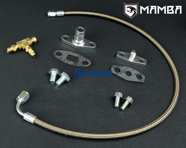 Mamba Universal T67-25G TE06H-25G Turbocharger Oil Feed & Return Line Kit For Greddy TRUST