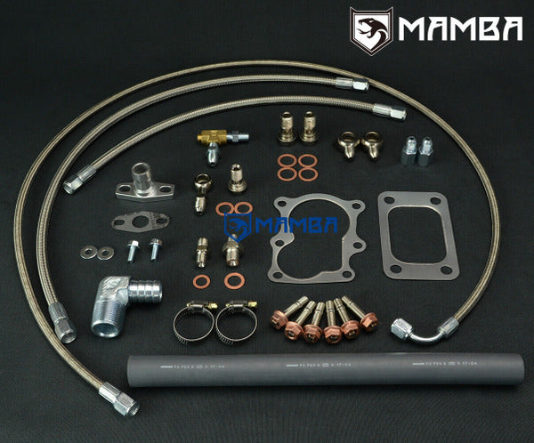 Mamba Turbocharger Oil & Water Install line Kit For Nissan TD42 GU w/ Garrett GT28R