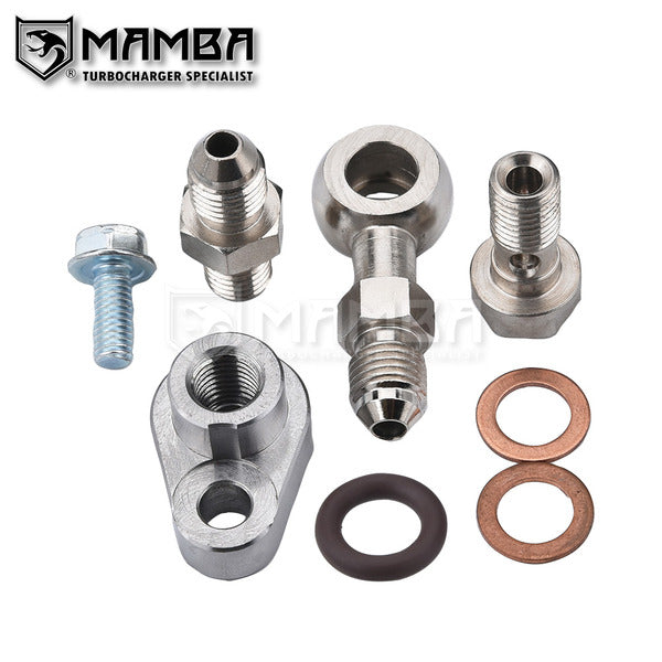 Mamba Turbocharger Oil Supply Adapter Fitting Fits 16~21 Honda Civic CR-V L15B 1.5L