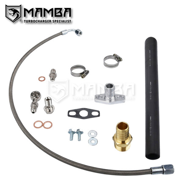Mamba Top Mount Turbocharger Oil Feed & Drain Line / For Nissan RB25DET w/Greddy TD06L2 TD06H