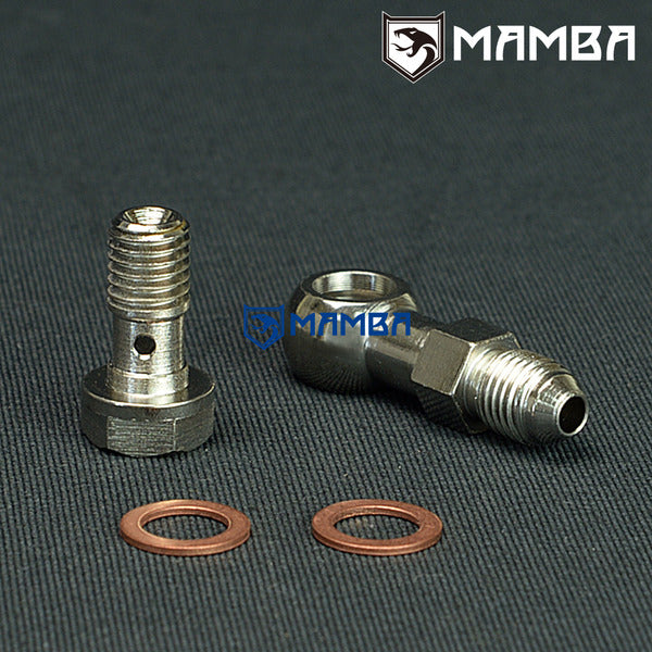 Mamba 4AN to M10x1.5 Turbocharger Oil Feed Banjo Bolt IHI RHF5HB VF42 VF53 1.0mm Restrictor