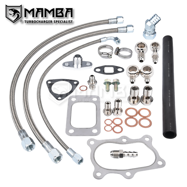 Mamba Turbocharger Oil & Water Line Install Kit for Nissan RB25DET R33 GTST w/ T3 45V3 OP6