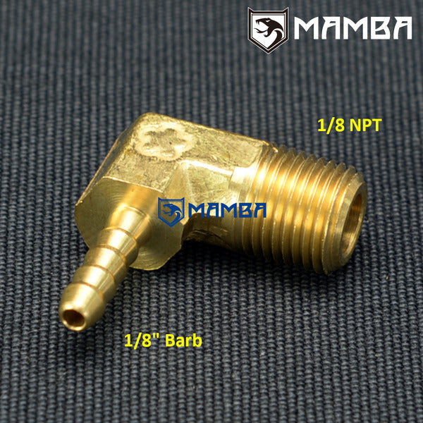 Mamba Turbocharger Adapter Fitting Male Hose-Barb Elbow 90 Degree 1/8 NPT Male to 1/8 Tube