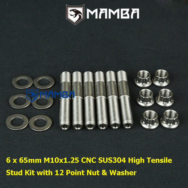 Mamba CNC SUS304 Stud w/ 12-Point Nut / Turbine / Manifold / M10x1.25 65mm (6 Set)