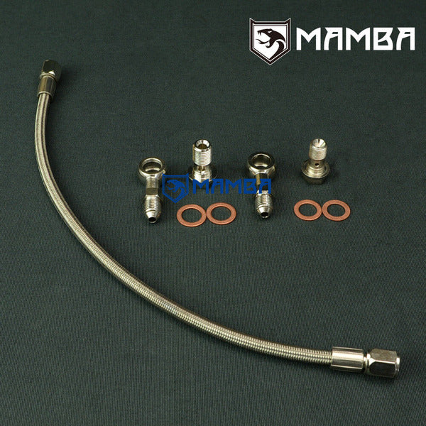 Mamba Turbocharger Oil Feed Line Kit For Nissan S13 S14 S15 SR20DET GTiR G20 w/ Garrett T25