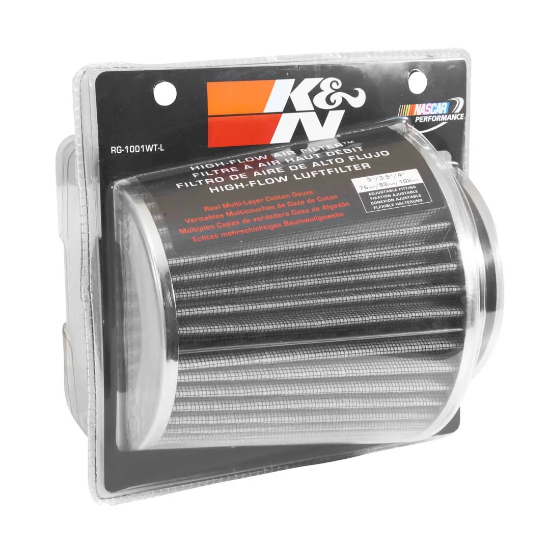 K&N Highflow Universal Pod Filter - 3" , 3.5" , 4" White/Grey
