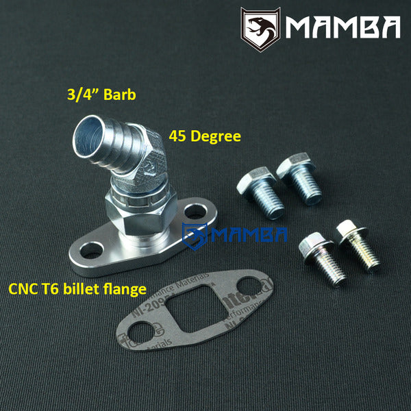 Mamba 45Deg 3/4"Barb Turbocharger Oil Return Flange For Holset HX30 HX35 HX40 HX45 HX50 HX55
