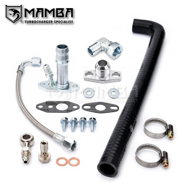 Mamba Turbocharger Oil Feed Return Line Kit For Nissan ZD30ETi 3.0L w/ Garrett GT2052V