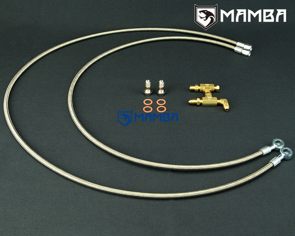 Mamba Turbocharger oil feed line For Nissan VQ35DE 350Z G35 w/ Garrett GT28R ball bearing