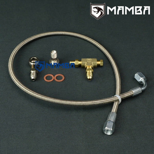 Mamba Turbocharger Oil Feed Line Kit For Nissan 240SX S14 KA24DE w/ Greddy TD06-20G