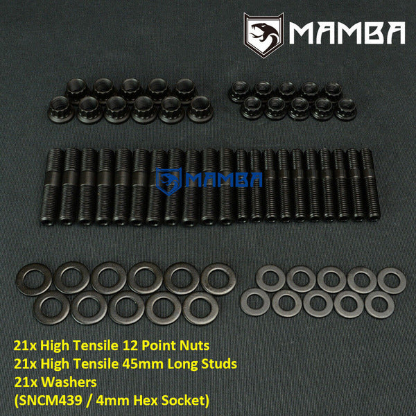 Mamba SNCM439 MHI EVO 1~9 4G63T 1G 2G Eclipse DSM Exhaust Manifold Turbocharger Full Stud Kit