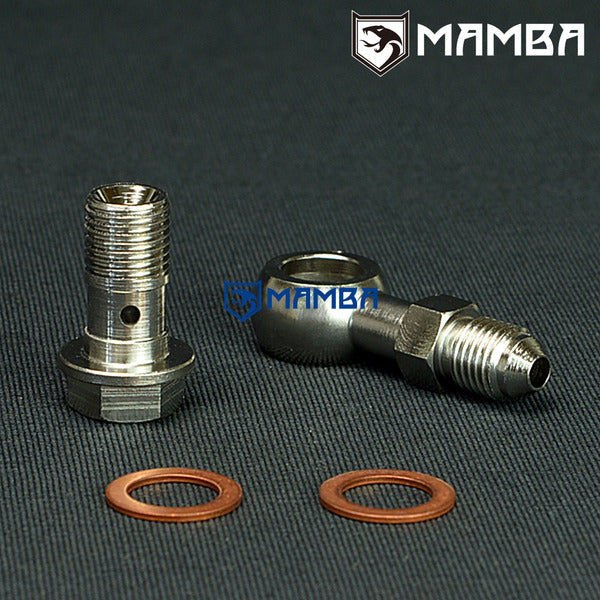 Mamba Banjo Bolt Kit 4AN to M12x1.25 Turbocharger Oil Feed For Mitsubishi 4G63T EVO 1~9 TD05
