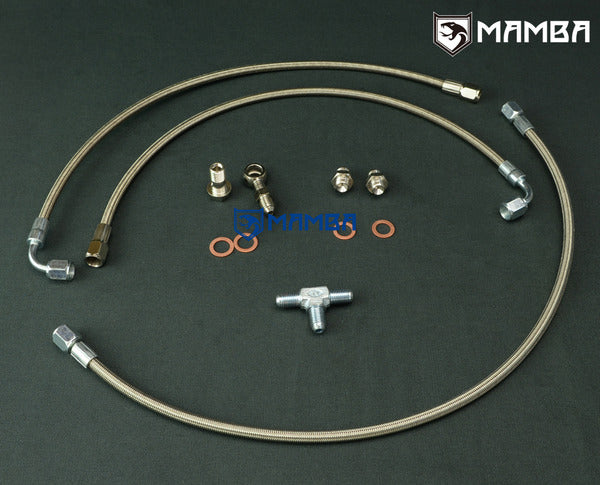 Mamba Twin Turbocharger Oil Feed Line Kit for Nissan VG30DET w/ Garrett GT28R GT30R