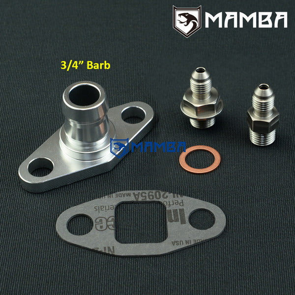 Mamba 4AN OIL FEED 3/4"BARB RETURN Turbocharger Flange fits for Borg Warner S400 SX SX-E