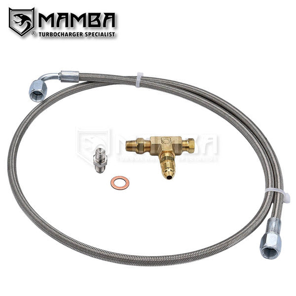 Mamba 104cm Universal Oil Feed Line Kit 1/8" NPT to 4AN for Precision PTE Turbocharger T3 T4