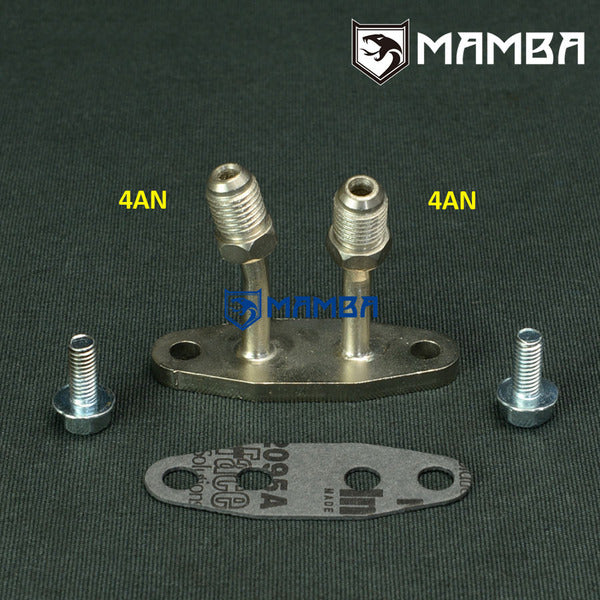 Mamba Turbocharger Water 4AN Feed & Return Flange Adapter Kit Garrett GT22 GT25 VNT VGT