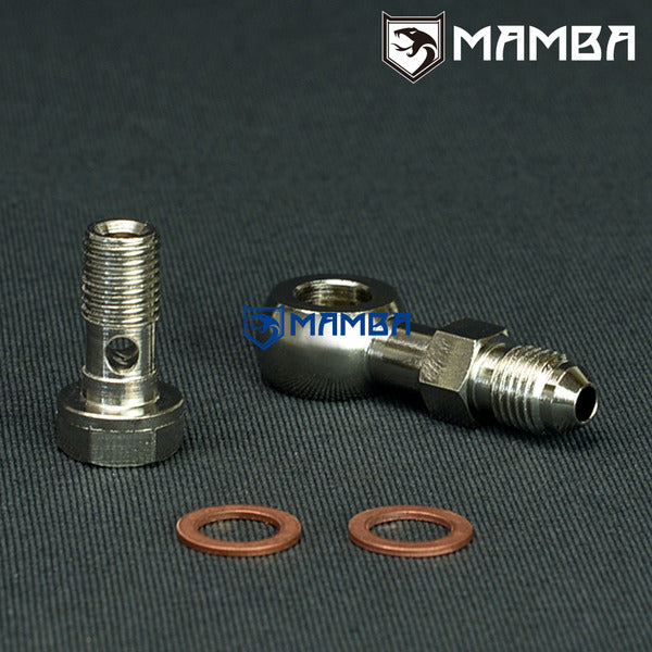 Mamba Turbocharger Oil Feed Engine Supply Banjo Bolt Kit 4AN to M10x1.25 For 4G63T 4B11T