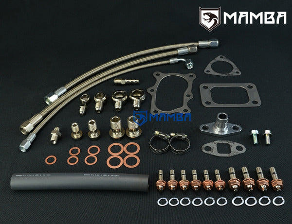 Mamba Turbocharger Oil & Water Line Install Kit for Nissan RB25DET GTIR w/ Stock T3 Turbocharger