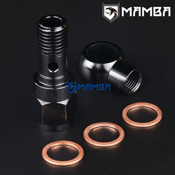 Mamba T6 Coolant Pressure Temp. Gauge Turbocharger Banjo Adapter M12x1.5(Dual Hole) To 1/8NPT