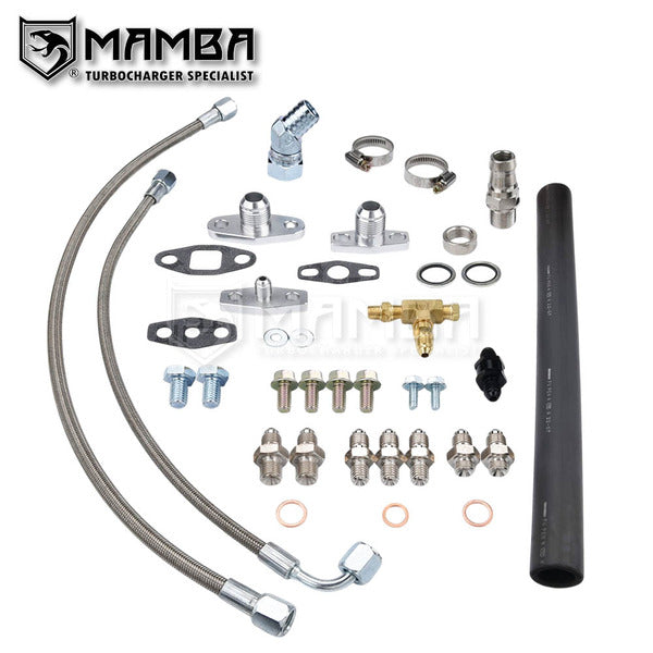 Mamba Turbocharger Oil Feed Return Line For HONDA B16 B18 D15 D16 w/ GTX3582R GT3584R