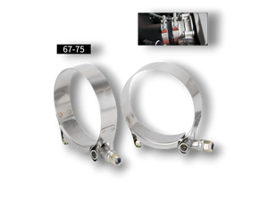 2.5" T Bolt Hose Clamps 67mm to 75mm - Pair (x2)
