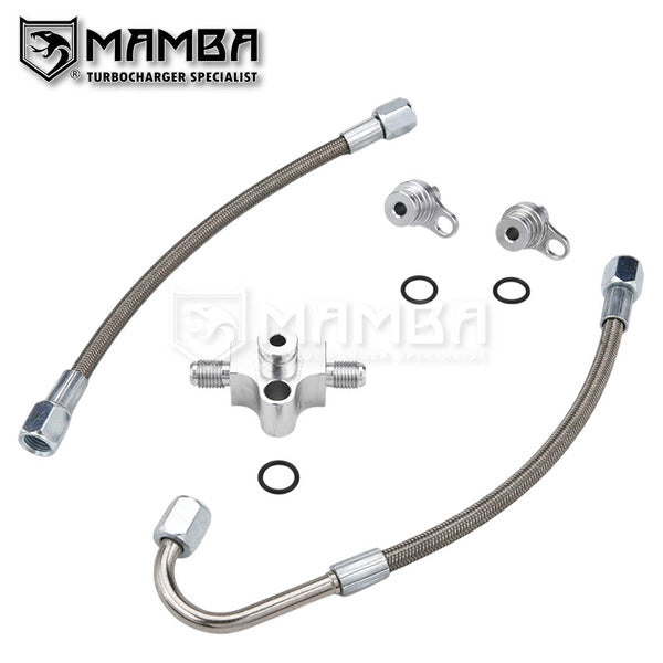 Mamba BMW N54 3.0L 135i 335i 535i twin TD03 PTFE Turbocharger oil feed line kit replace