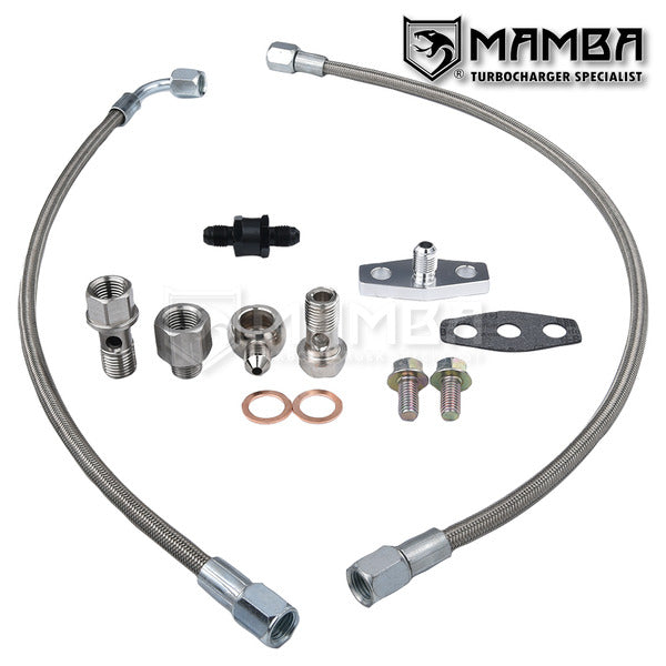 Mamba Turbocharger Oil Feed Line Kit Ford BA BF XR6 w/ Garrett T3 T4 T04B T04E T04R