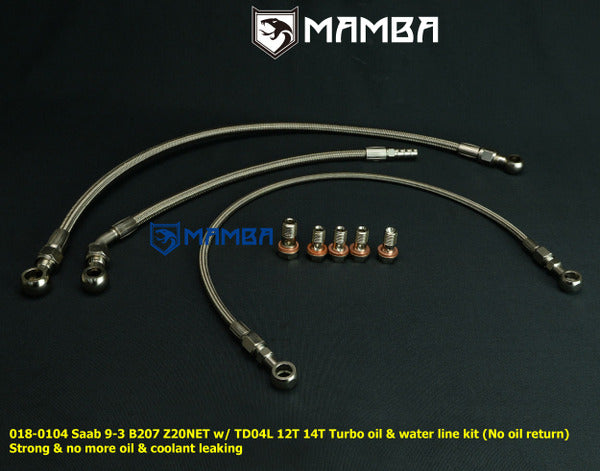Mamba Turbocharger Oil & Water Line Saab 9-3 AERO B207R Z20NET TD04L 12T 14T (No oil return)
