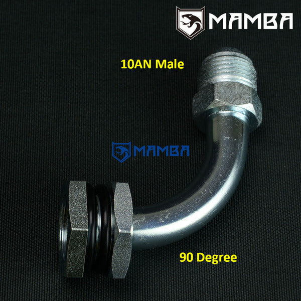 Mamba DIY Turbocharger Oil Return Drain Pipe Adapter Fitting Kit to Oil Pan Sump 90Deg 10AN