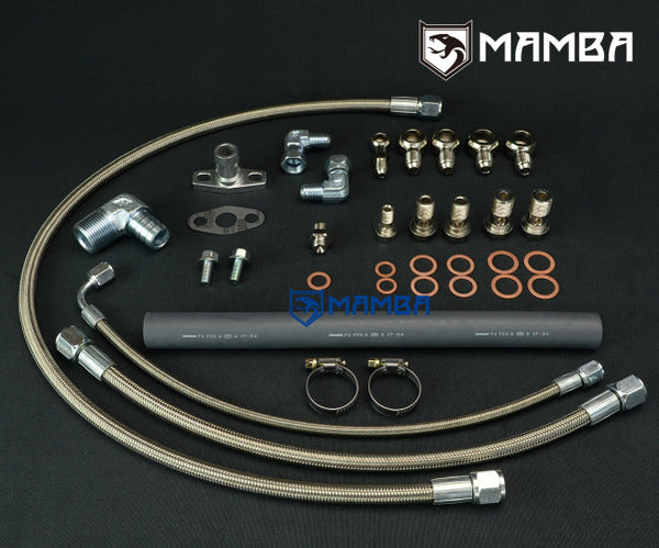 Mamba Turbocharger Oil & Water Line Kit For Nissan TD42 Patrol GU Garrett GT28R GT2860R