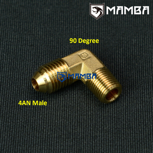 Mamba AN4 4AN AN -4 TO 1/8" NPT 90 DEGREE MALE Turbocharger BRASS FUEL FITTING ADAPTER