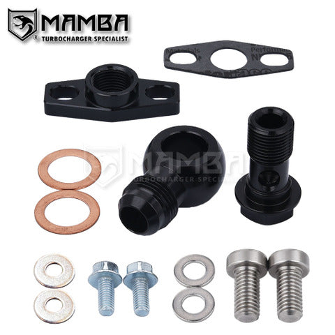 Mamba 90Deg 10AN Turbocharger Oil Drain Banjo Flange For Garrett GT28R GT30R