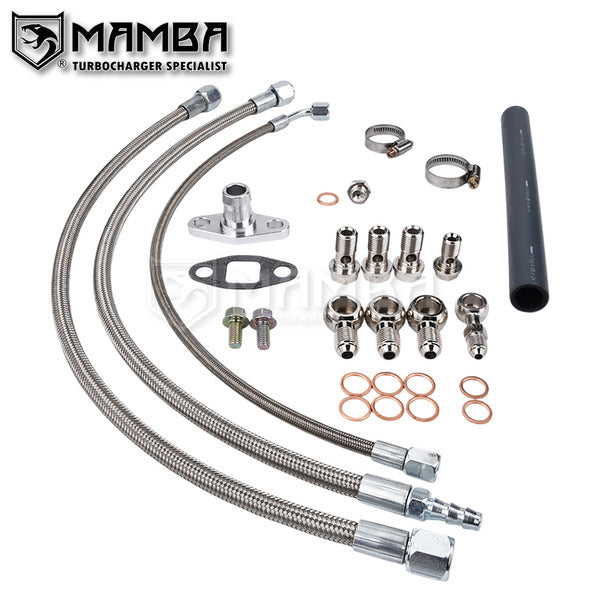 Mamba Turbocharger Oil & Water Line Kit for Nissan RB20DET RB25DET RB30 Low Mountw w/ HKS T3G
