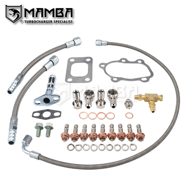 Mamba Turbocharger Oil and Water Line Garrett GT25R GT28R GT30R Ball Bearing T25 Inlet 5 Bolt