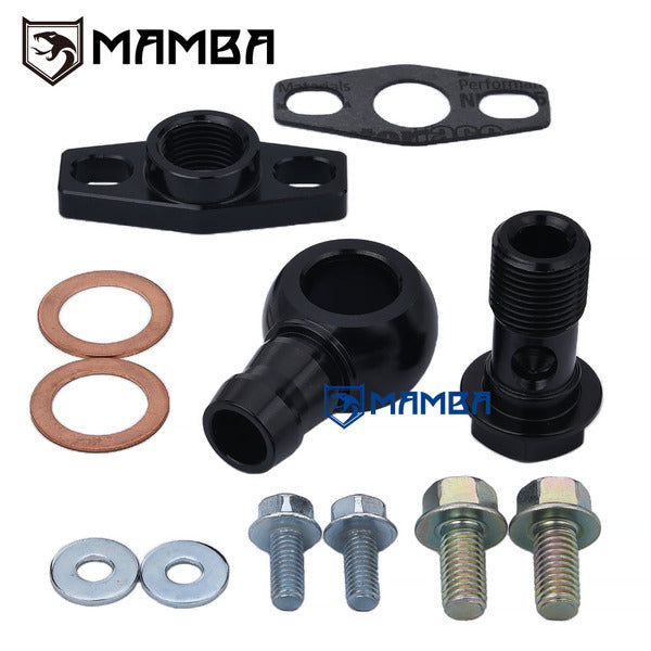 Mamba Black T6 90Deg 5/8" Barb Turbocharger Oil Return Banjo Flange For Borgwarner EFR BB