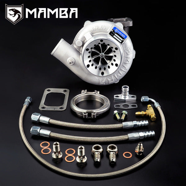Mamba 7+7 Universal 4" A/R.60 GTX3076R Ball Bearing Turbocharger + .73 T3 V-Band