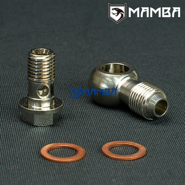 Mamba Banjo Bolt Kit 6AN to M12x1.5 Turbocharger Water Coolant For VOLVO SAAB Mitsubishi TD04