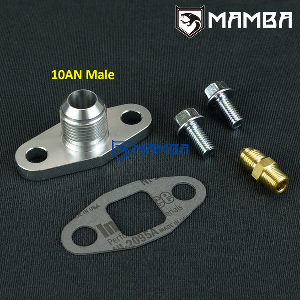 Mamba 4AN Str Oil Feed Fitting & 10AN Return Drain Flange Kit For Precision PTE Turbocharger