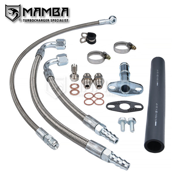 Mamba 84~99 Mitsubishi 4D56T 2.5L Pajero Delica TF035 TD04 Turbocharger oil & water line kit