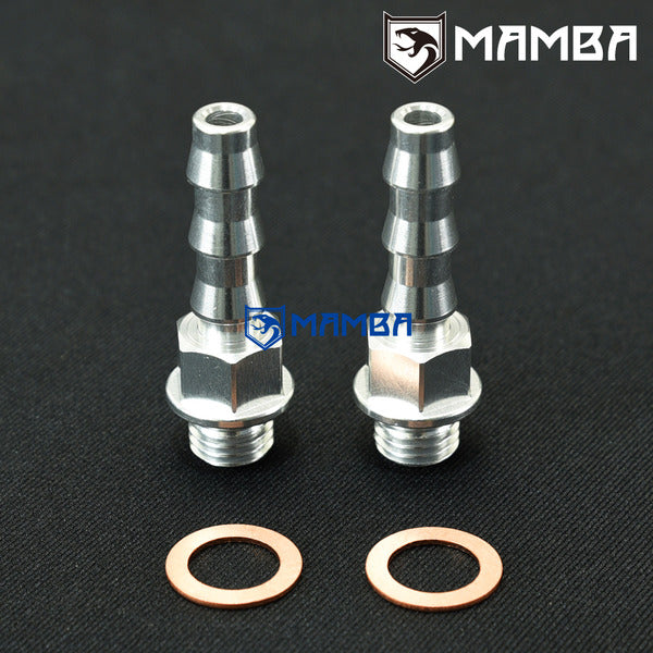 Mamba T6 Turbocharger Water Adapter Barb Fitting Kit M12x1.25 to 3/8" Barb TD04 RHF5 (2P)