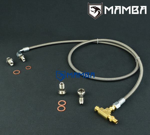 Mamba Turbocharger Oil Feed Line Kit for Nissan Patrol TD42 GQ w/ TD05H (2.5mm restrictor)