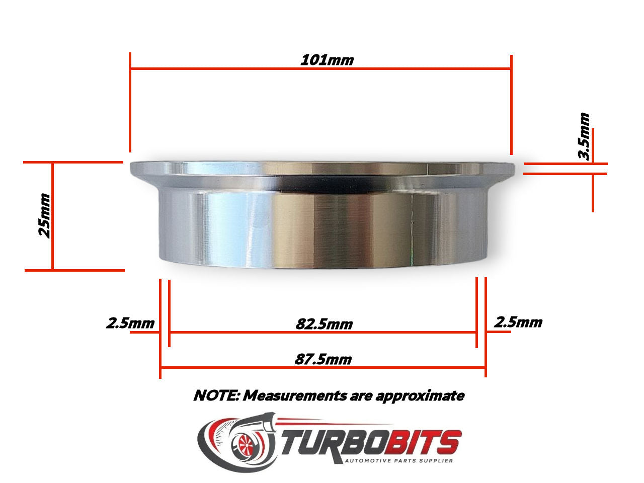 V-Band 101mm / 4" OD Flush Flange Set - 89mm / 3.5"