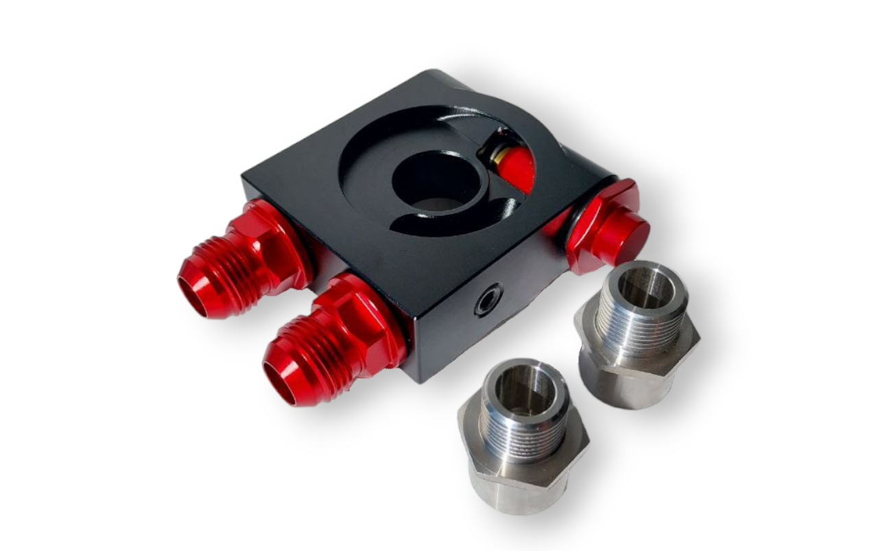 Placa tipo sándwich de filtro de aceite con termostato incorporado y adaptador M20x1.5 y 3/4 -16