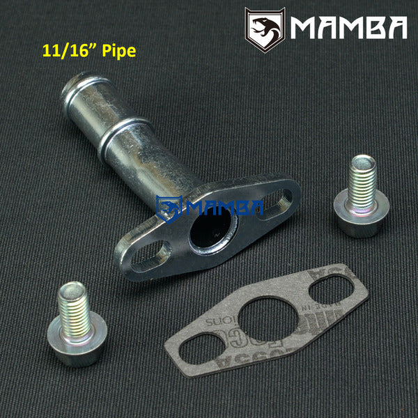 Mamba 11/16" Turbocharger Oil Drain Return Pipe Kit Garrett GT25R GT2554R GT2560R