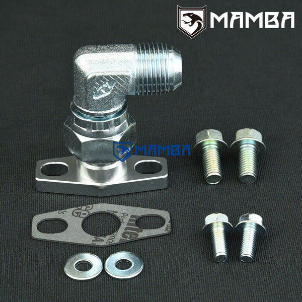 Mamba 90 Deg 10AN Turbocharger Oil Return Drain Flange Kit For Garrett GT28R GT29R GT30R TW