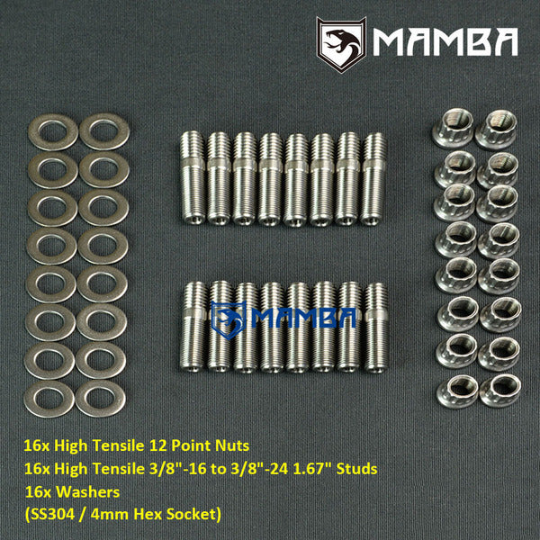 Mamba CNC SS304 Header Stud Kit 3/8"-16 1.67" (42.5mm) Buick 3.8L V6 Stage II