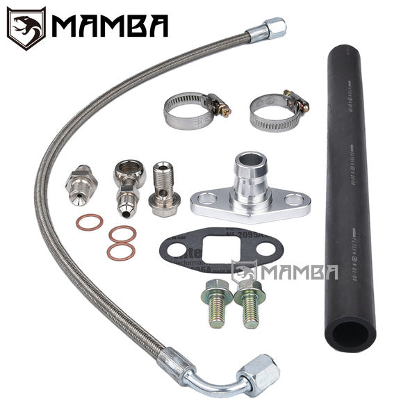 Mamba Turbocharger Oil Feed & Return Drain Line Kit for Nissan RB20DET RB25DET w/ OE T3 Turbocharger
