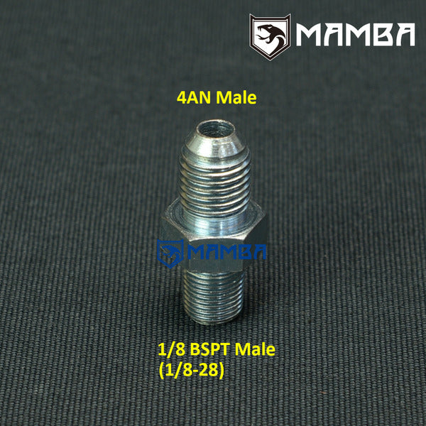 Mamba Turbocharger Adapter Fitting Steel Male Connector 4AN AN4 AN-4 Male to 1/8" BSPT Male