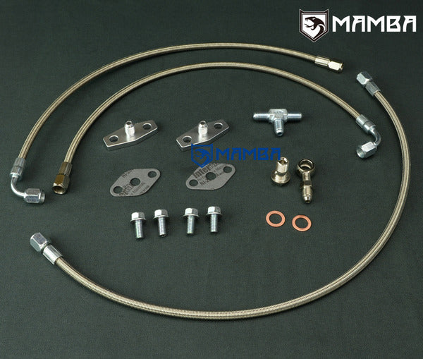 Mamba Twin Turbocharger Oil Feed Line Kit for Nissan VG30DET w/ Garrett T3/T4 Greddy T67